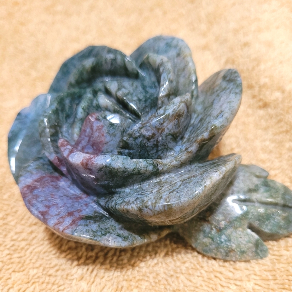 Elegant HQ Ocean Jasper Rose Sculpture